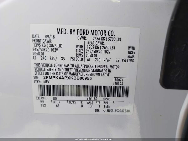 2019 FORD EDGE ST — I9
