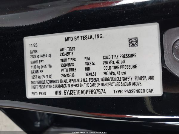 2023 TESLA MODEL 3 REAR-WHEEL DRIVE