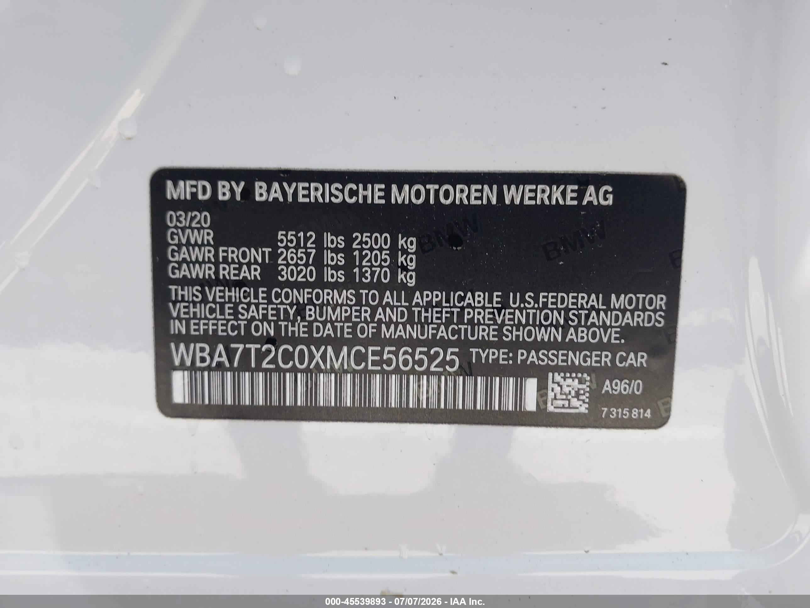 2021 BMW 740I