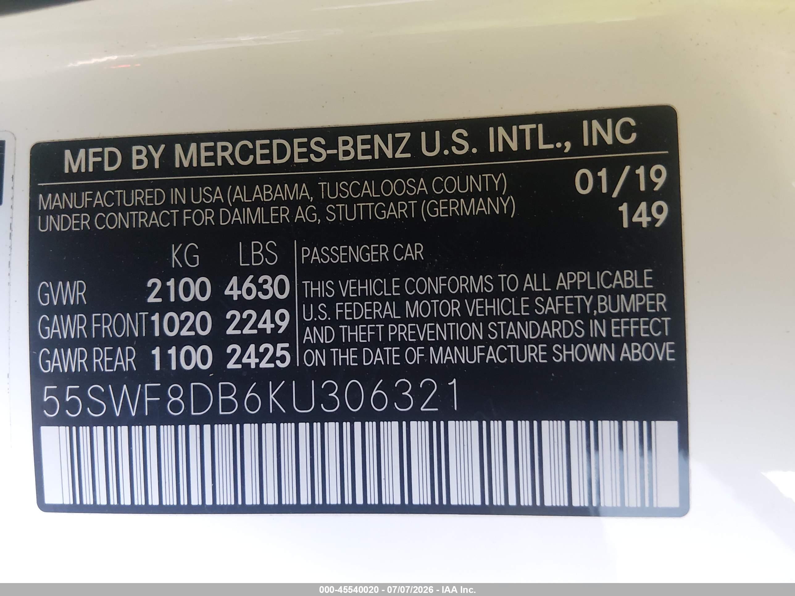2019 MERCEDES-BENZ C 300 C300