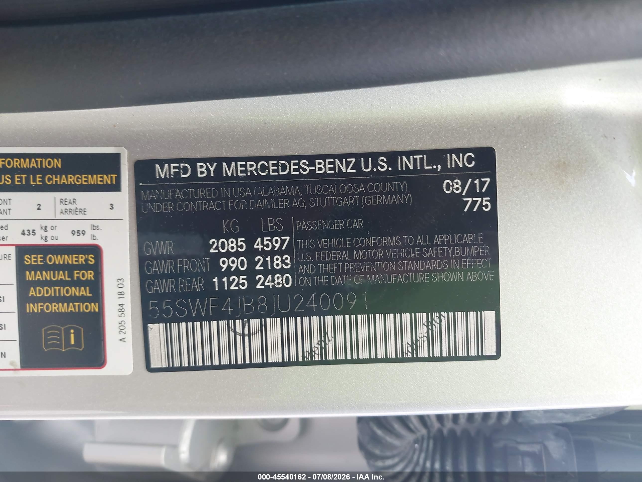 2018 MERCEDES-BENZ C 300 C300