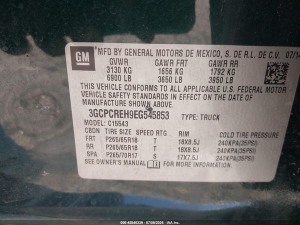 2014 CHEVROLET SILVERADO 1500 LT — I9