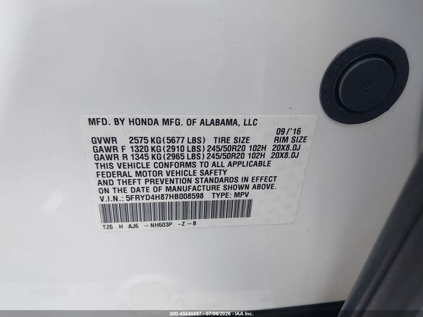 2017 ACURA MDX ADVANCE PACKAGE