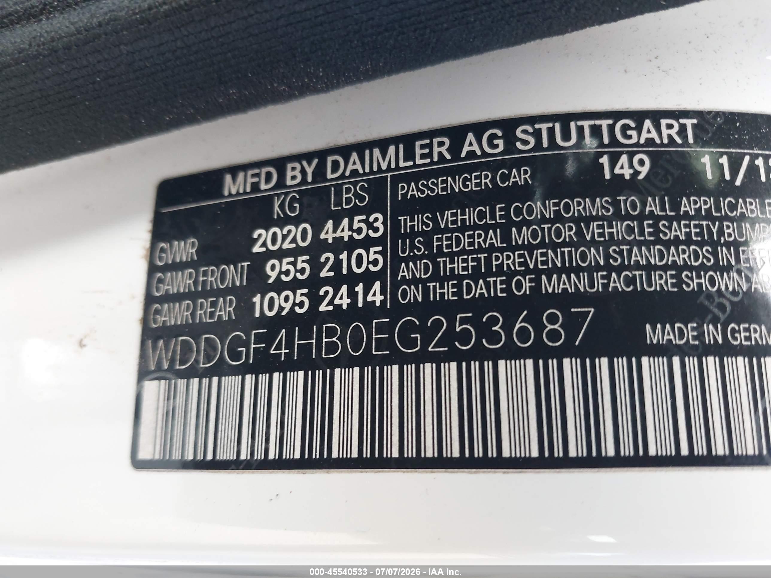 2014 MERCEDES-BENZ C 250 SPORT