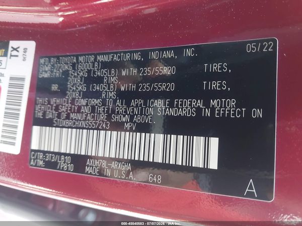 2022 TOYOTA HIGHLANDER HYBRID LIMITED
