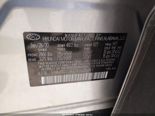 2020 HYUNDAI SANTA FE SE