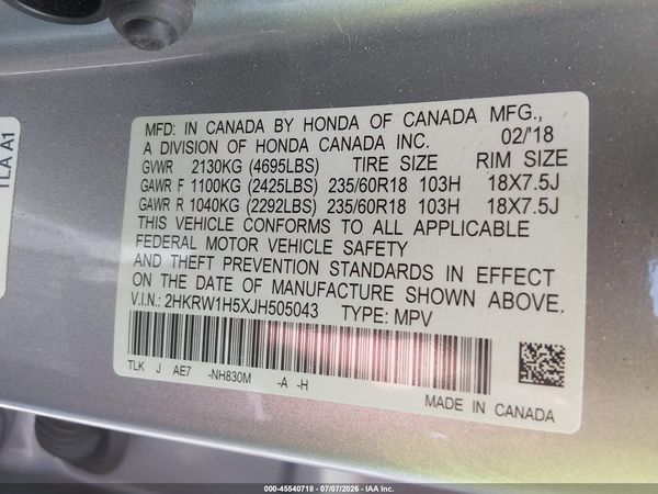 2018 HONDA CR-V EX