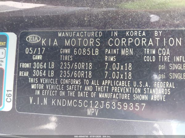 2018 KIA SEDONA SX