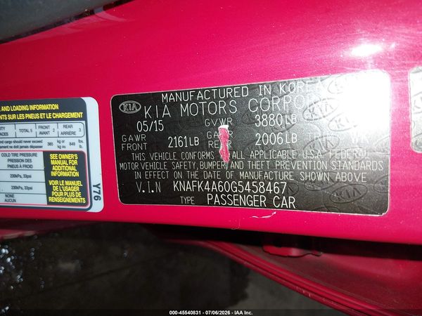 2016 KIA FORTE LX