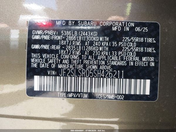 2025 SUBARU FORESTER LIMITED HYBRID