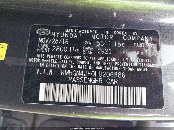 2017 GENESIS G80 3.8