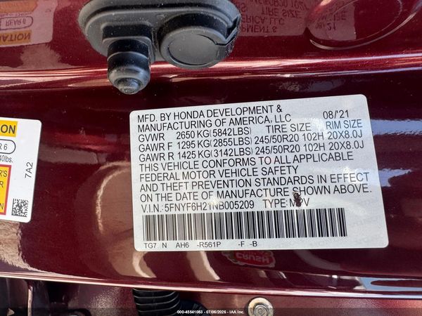 2022 HONDA PILOT AWD SPECIAL EDITION