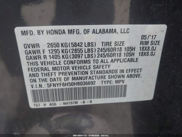 2017 HONDA PILOT EX-L
