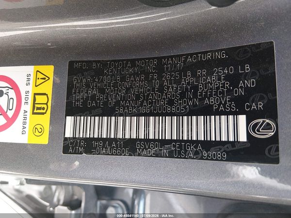 2018 LEXUS ES 350