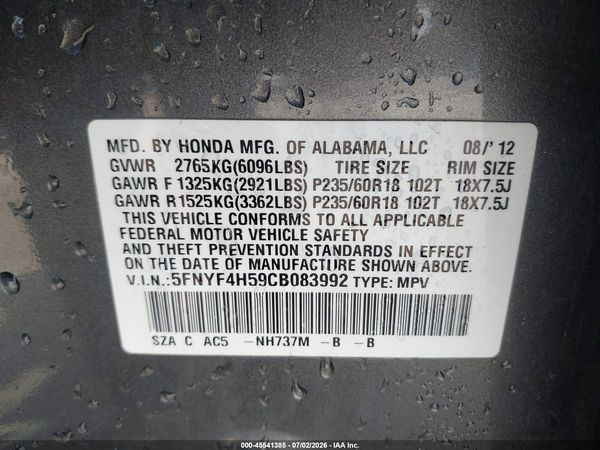 2012 HONDA PILOT EX-L
