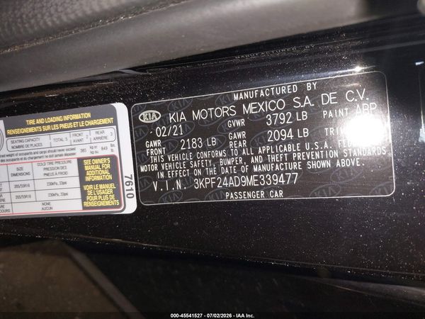 2021 KIA FORTE LXS