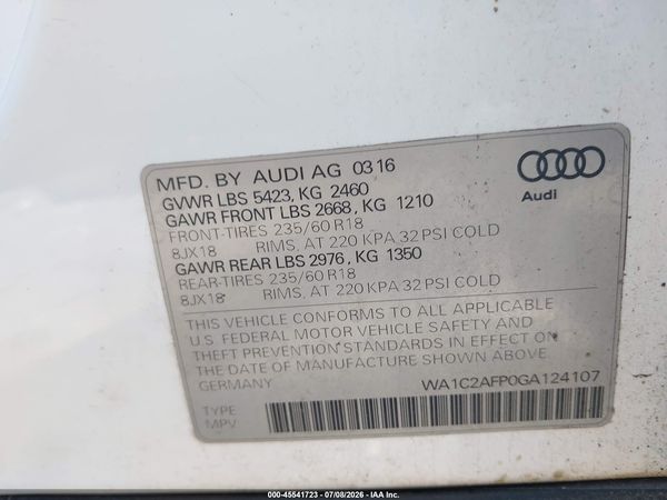 2016 AUDI Q5 2.0T PREMIUM