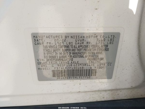 2022 NISSAN KICKS S XTRONIC CVT