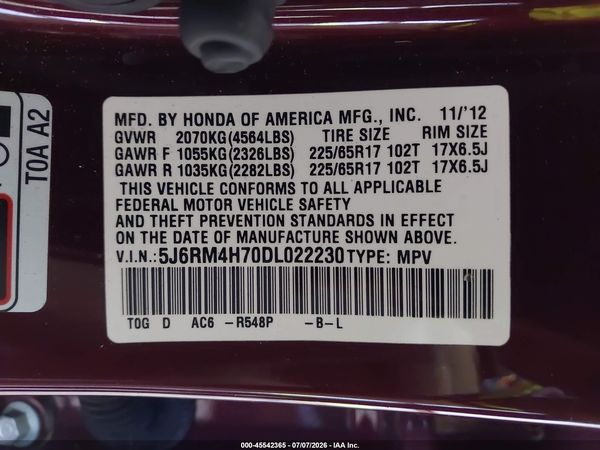 2013 HONDA CR-V EX-L