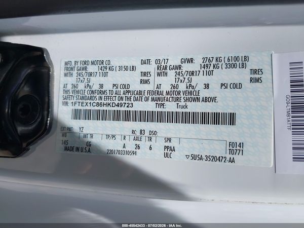 2017 FORD F-150 XL/XLT