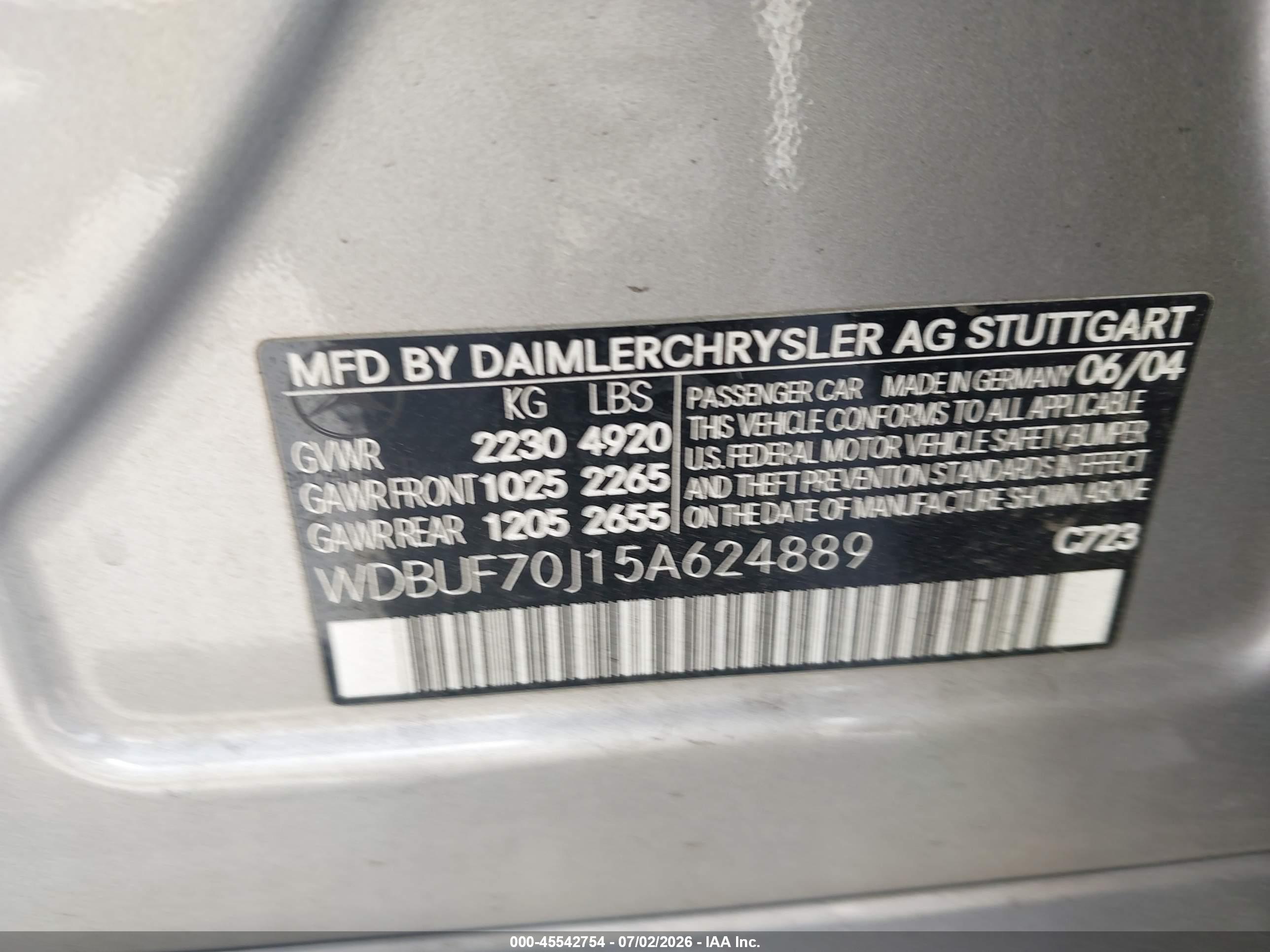 2005 MERCEDES-BENZ E 500 E500