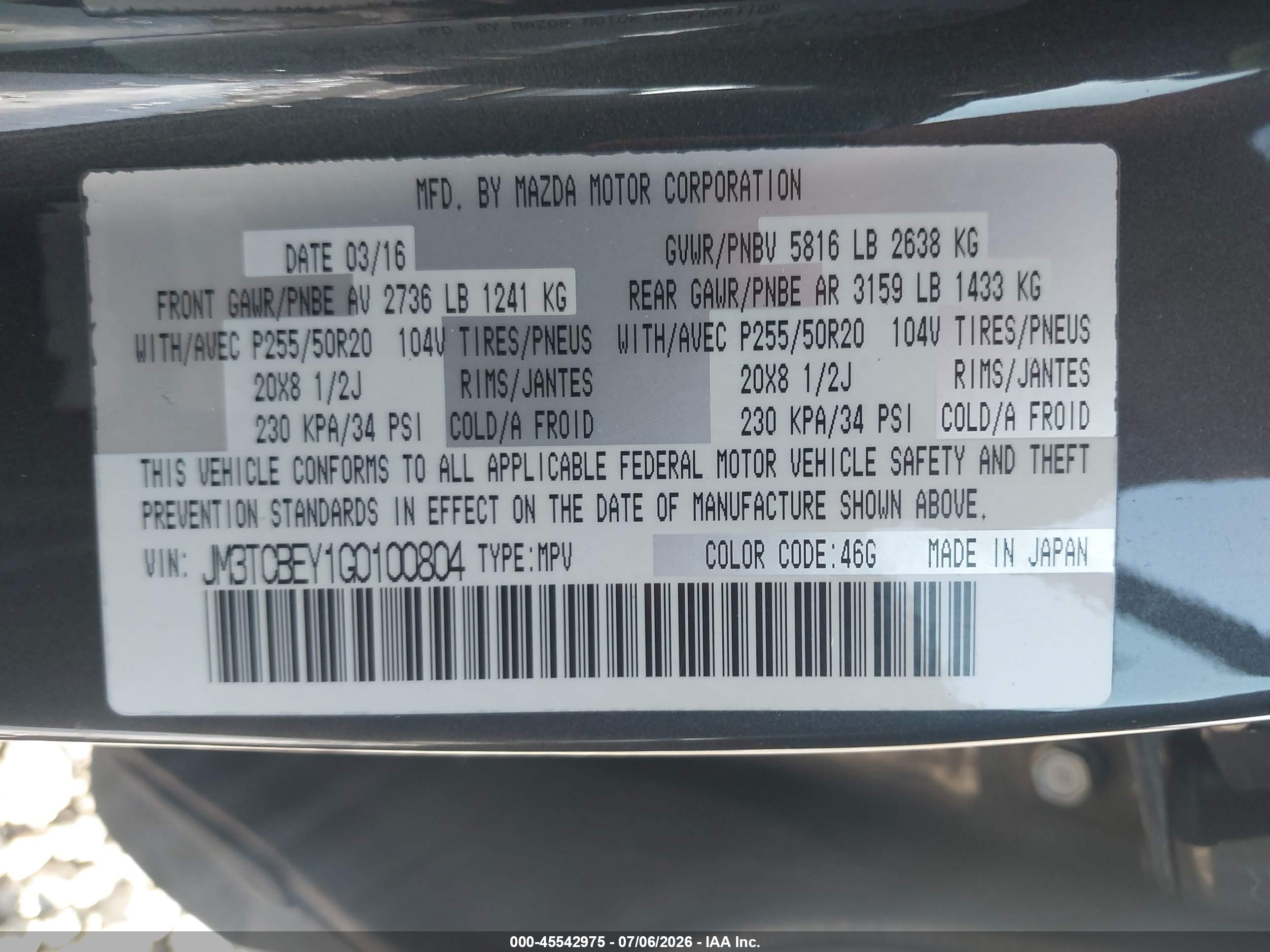 2016 MAZDA CX-9