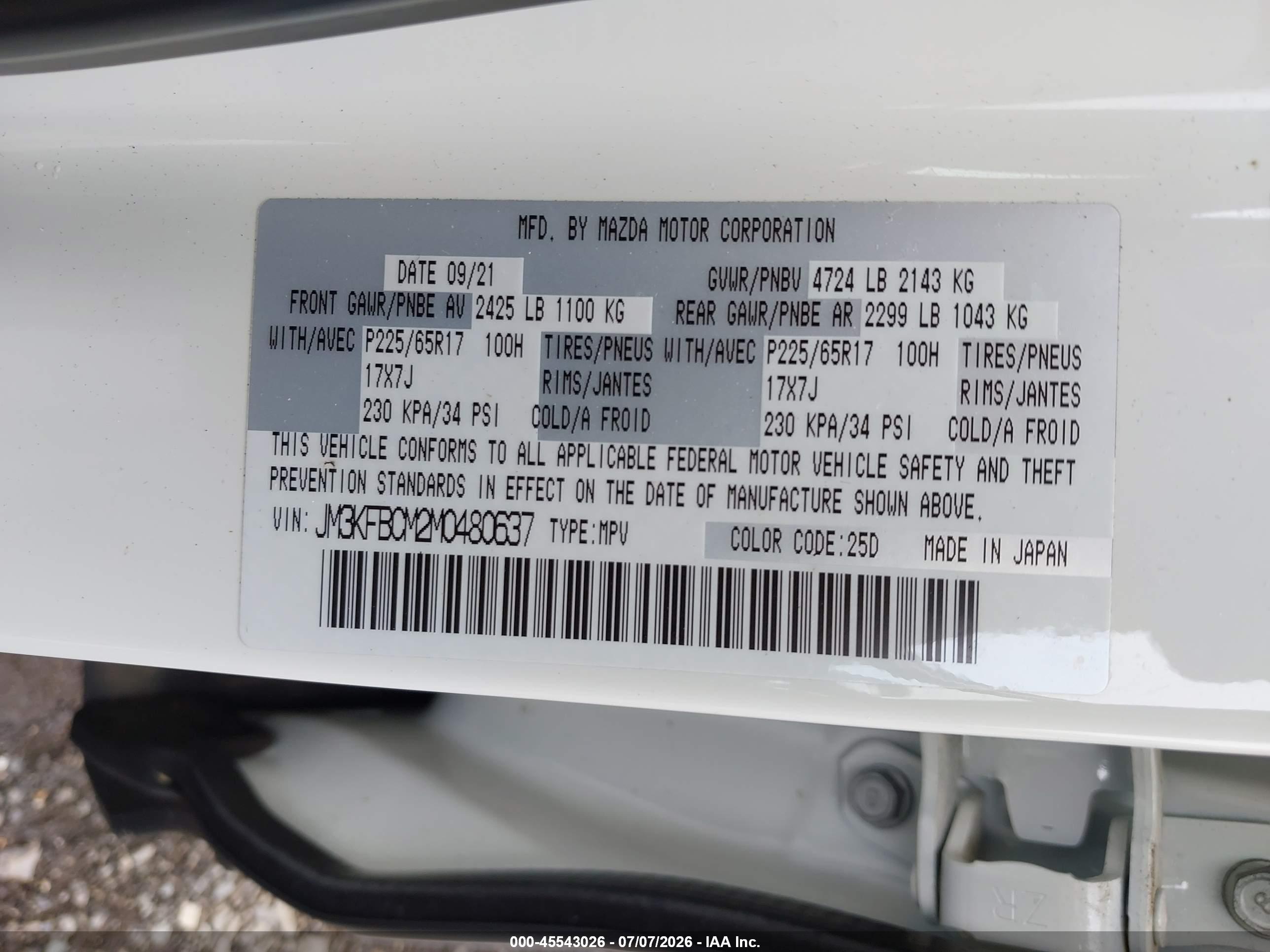 2021 MAZDA CX-5 TOURING