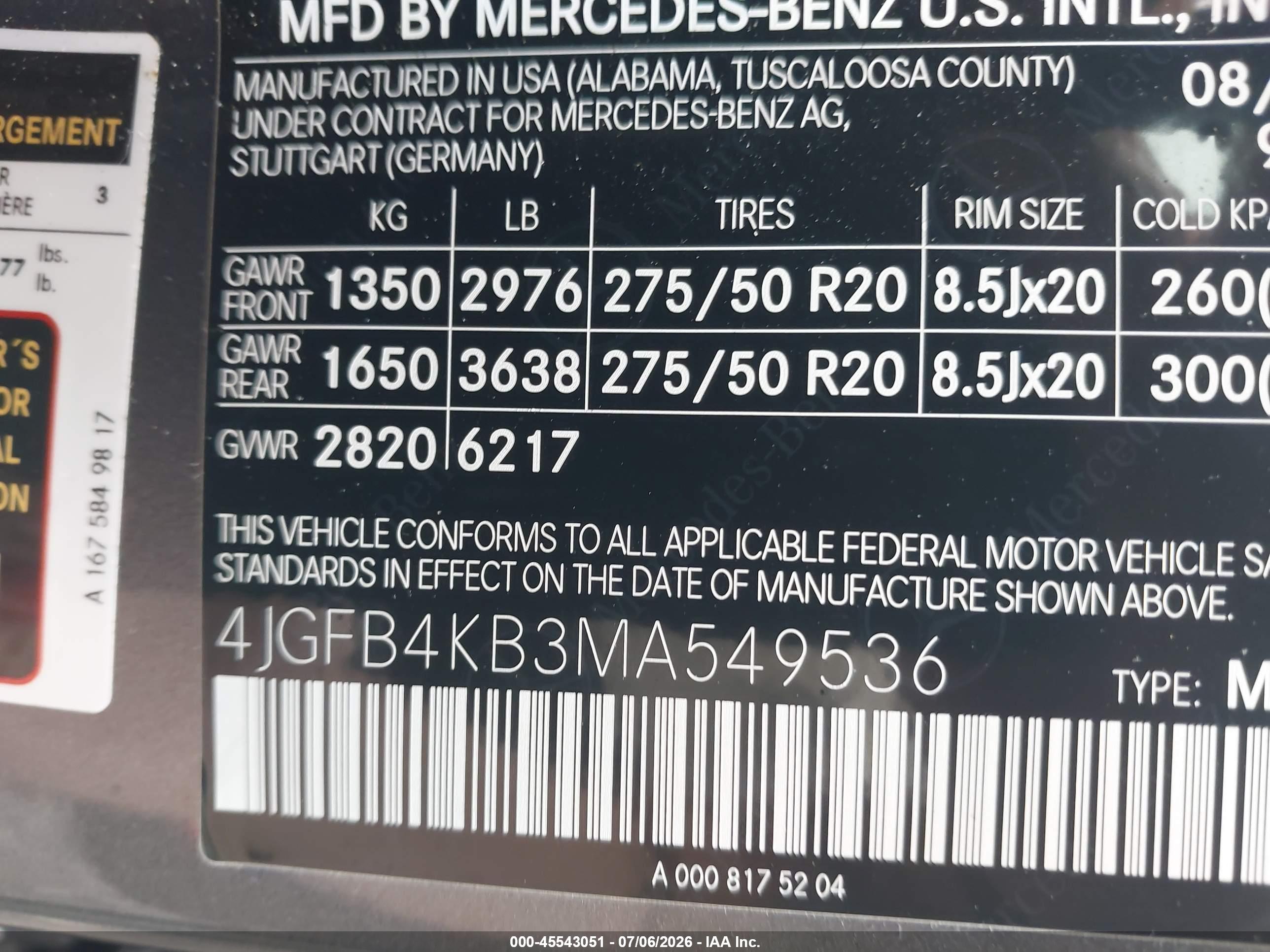 2021 MERCEDES-BENZ GLE 350 4MATIC