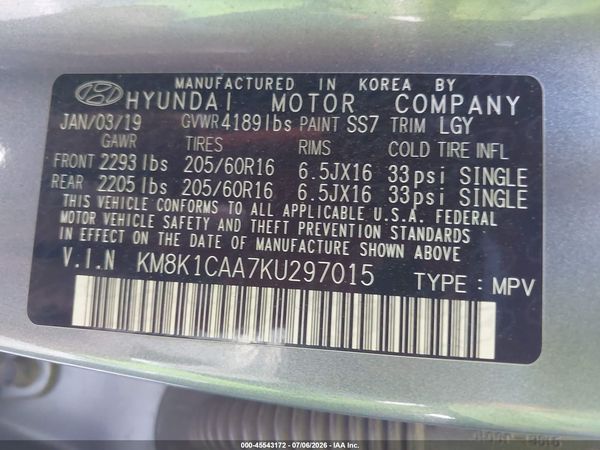 2019 HYUNDAI KONA SE