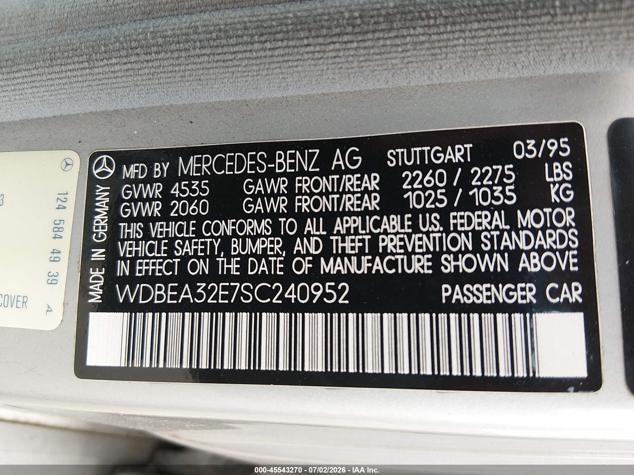 1995 MERCEDES-BENZ E E320 124