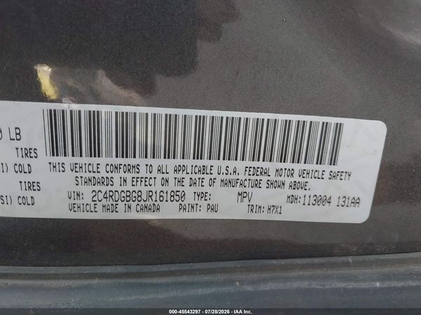 2018 DODGE GRAND CARAVAN SE — I9