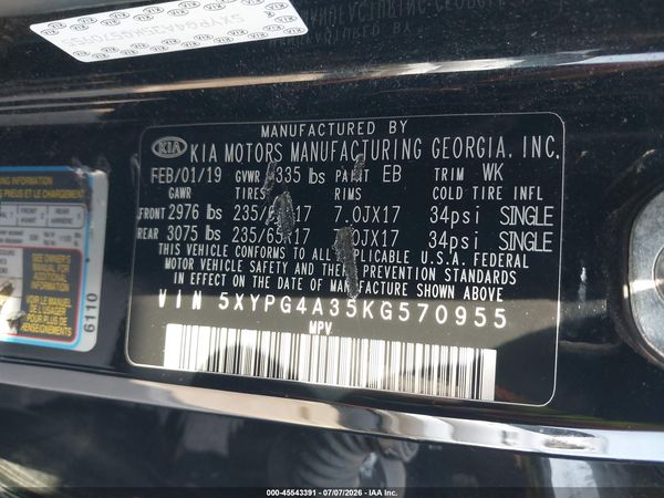 2019 KIA SORENTO 2.4L L