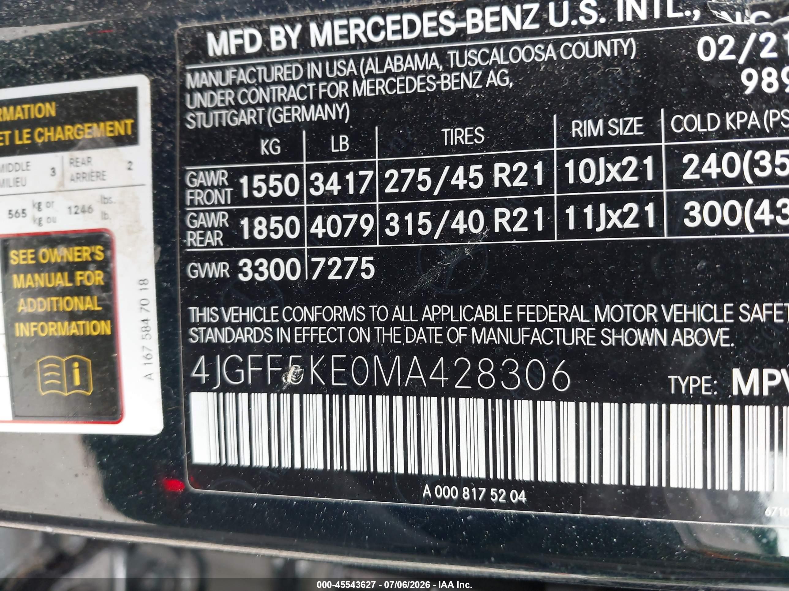 2021 MERCEDES-BENZ GLS 450 4MATIC