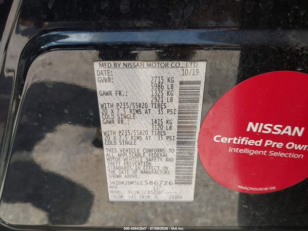 2020 NISSAN PATHFINDER PLATINUM 4WD