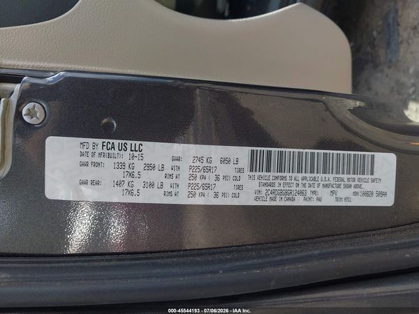 2016 DODGE GRAND CARAVAN SE — I9