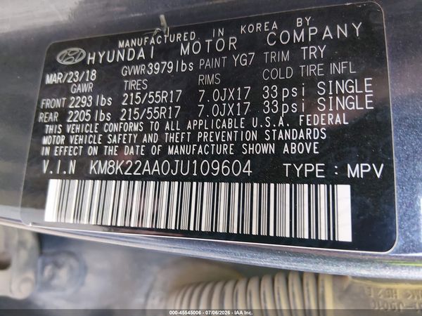 2018 HYUNDAI KONA SEL