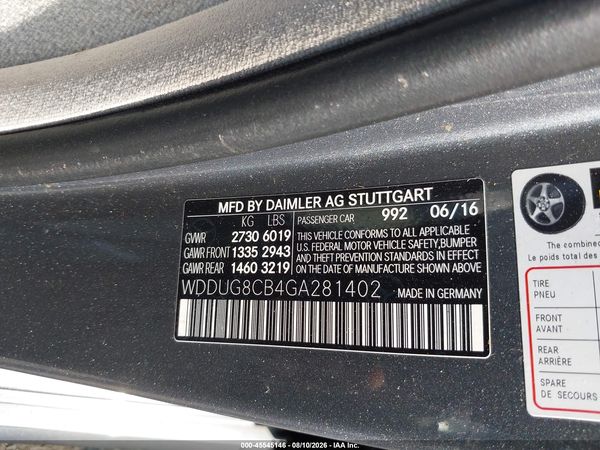 2016 MERCEDES-BENZ S 550 S550