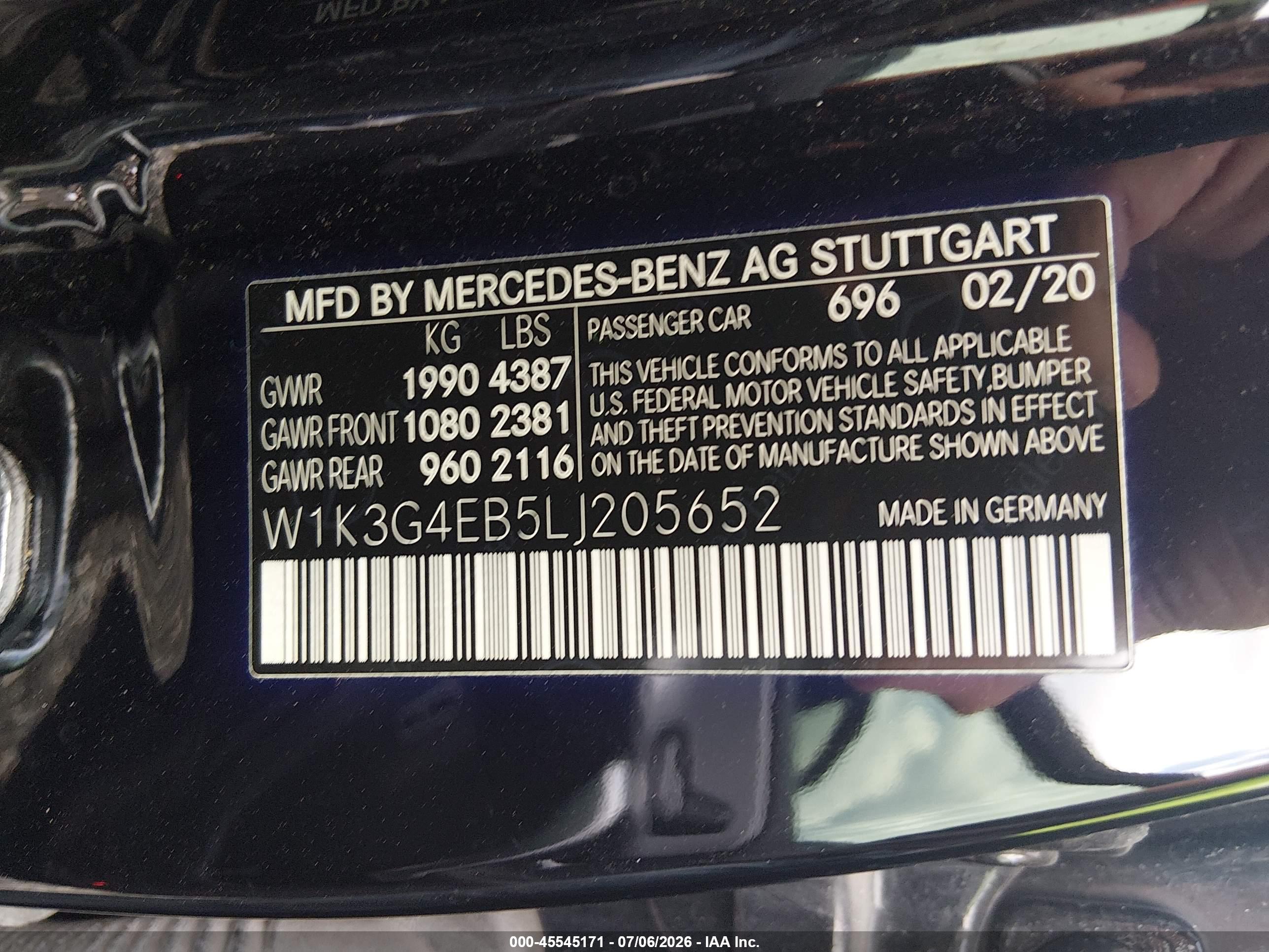 2020 MERCEDES-BENZ A 220 A220