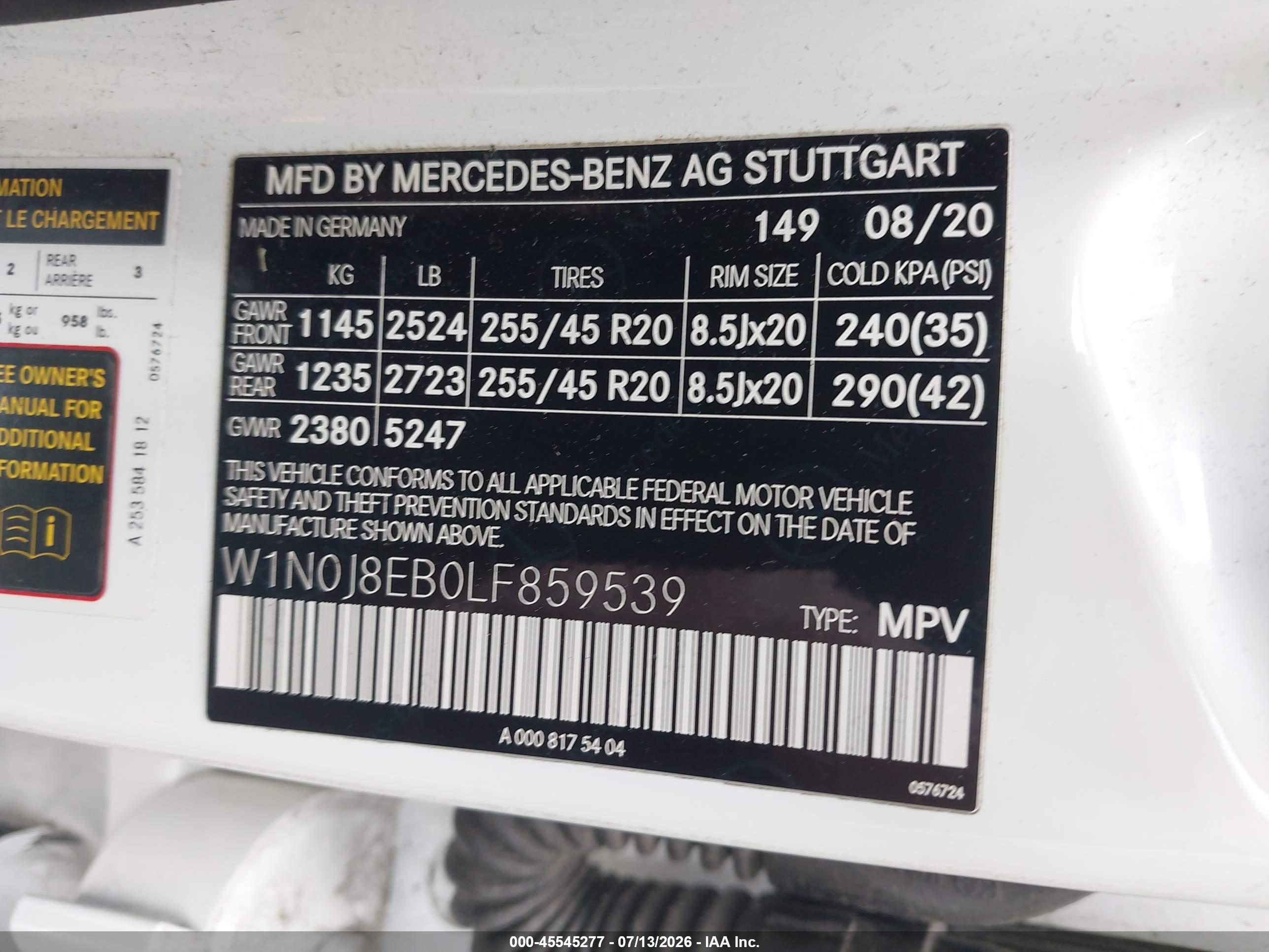 2020 MERCEDES-BENZ GLC 300 COUPE 4MATIC