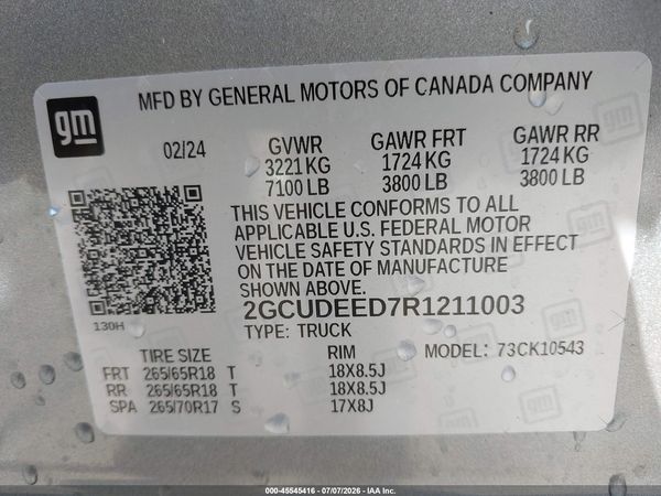 2024 CHEVROLET SILVERADO 1500 4WD  SHORT BED RST — I9