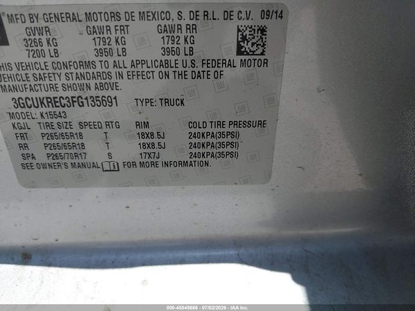 2015 CHEVROLET SILVERADO 1500 LT — I9