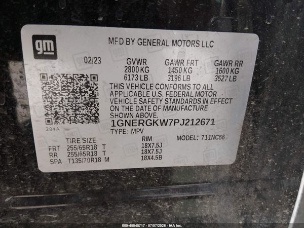2023 CHEVROLET TRAVERSE FWD LT CLOTH — I9