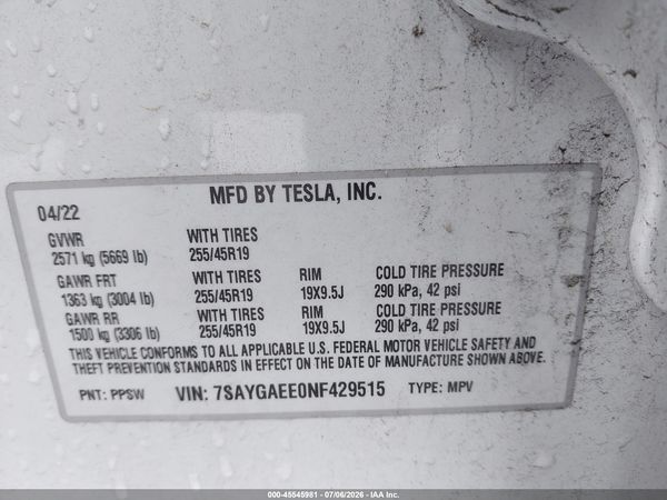 2022 TESLA MODEL Y