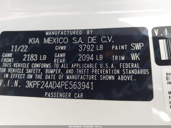 2023 KIA FORTE LXS