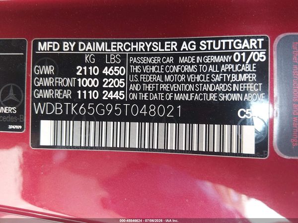 2005 MERCEDES-BENZ CLK 320 CLK320A