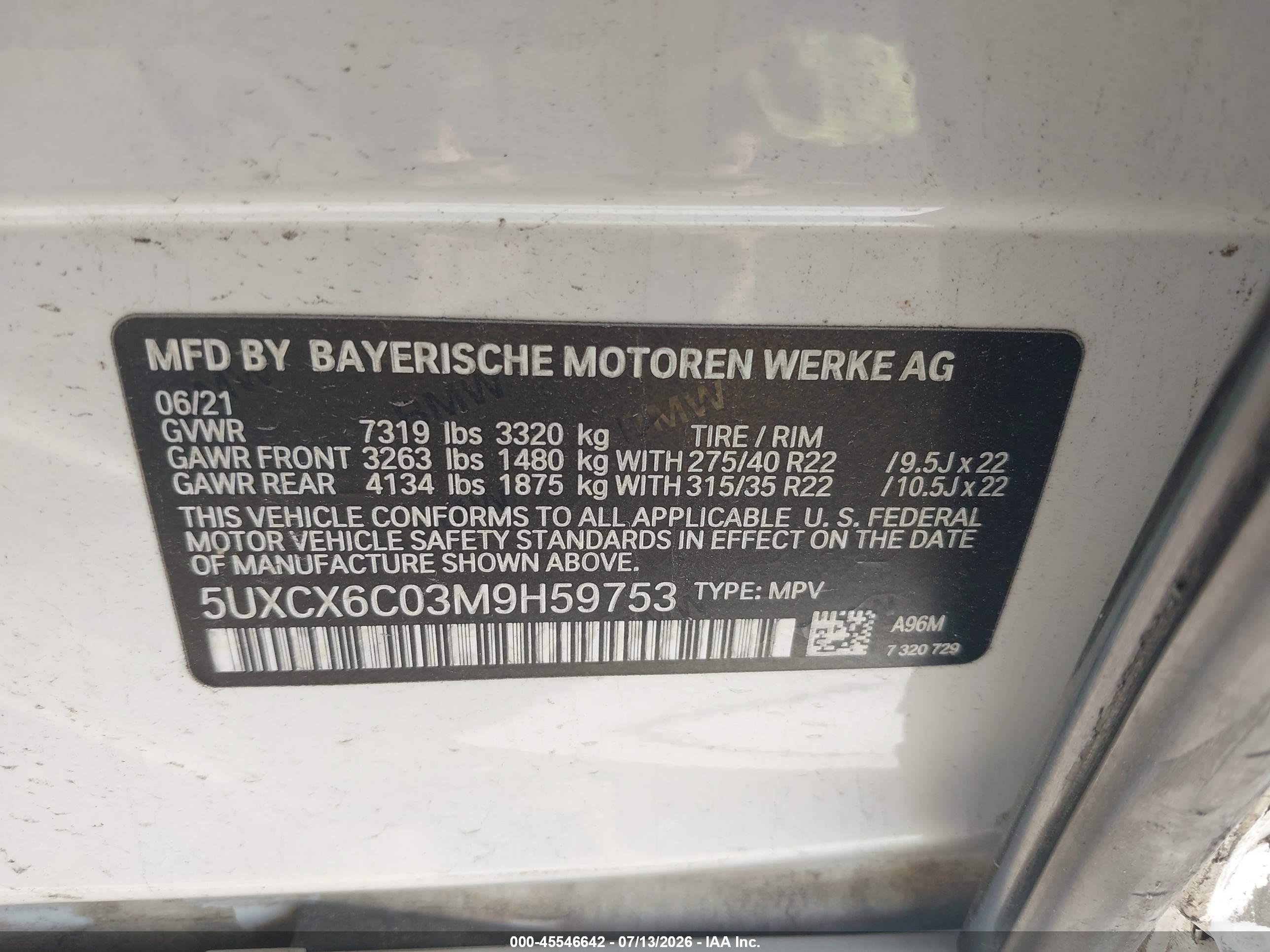 2021 BMW X7 M50I