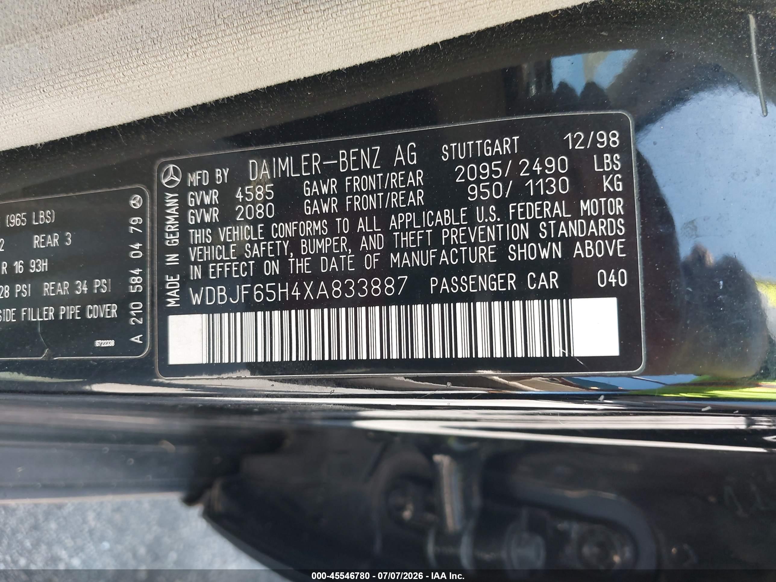 1999 MERCEDES-BENZ E 320 E320