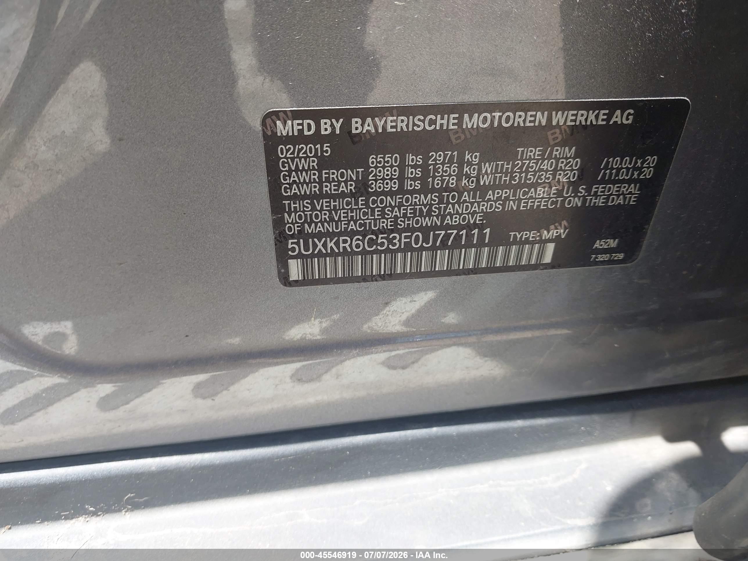 2015 BMW X5 XDRIVE50I