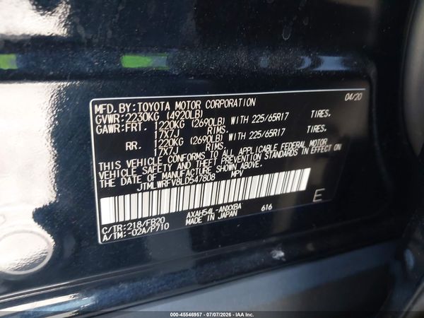 2020 TOYOTA RAV4 HYBRID LE