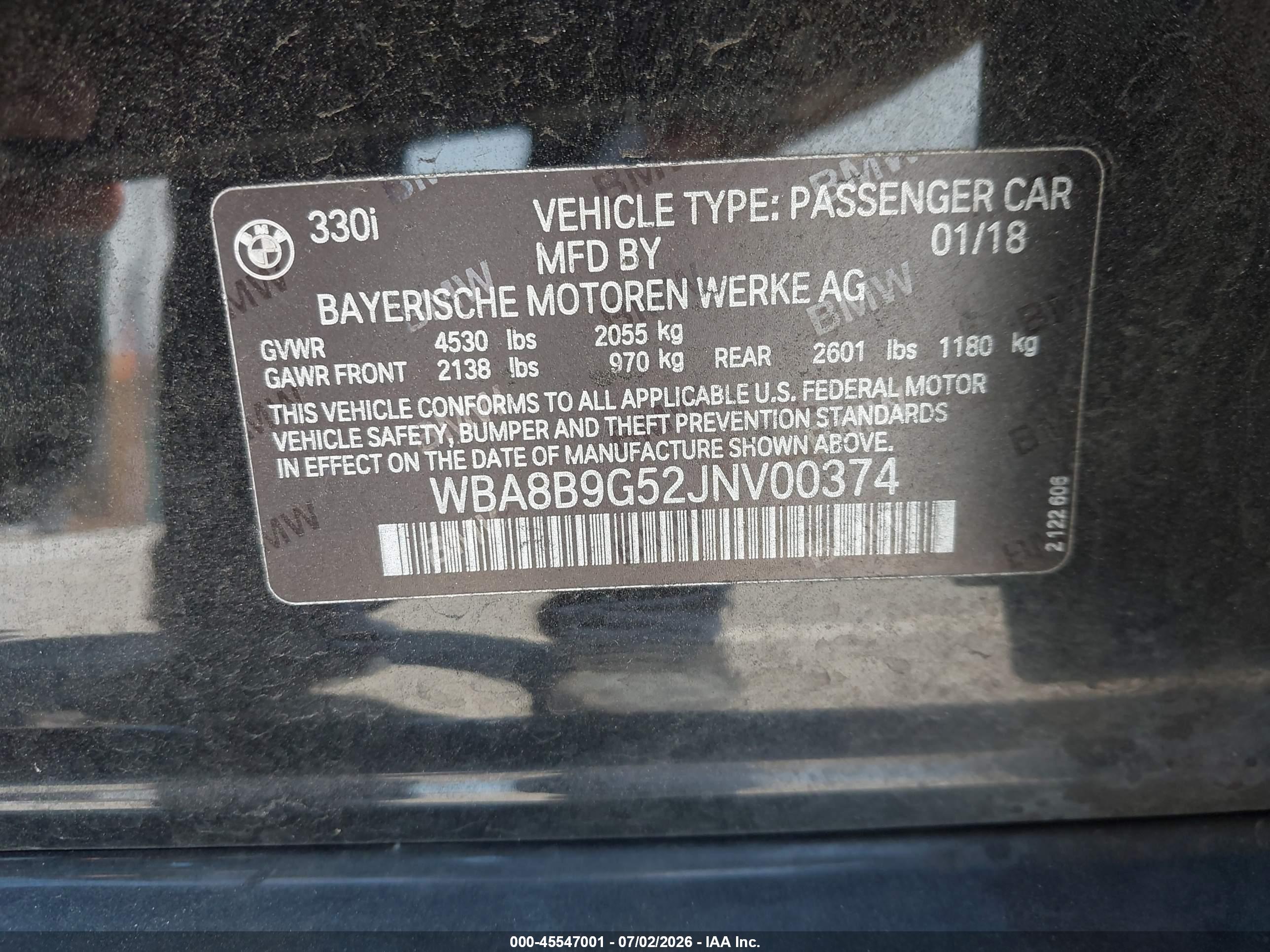 2018 BMW 330I SA